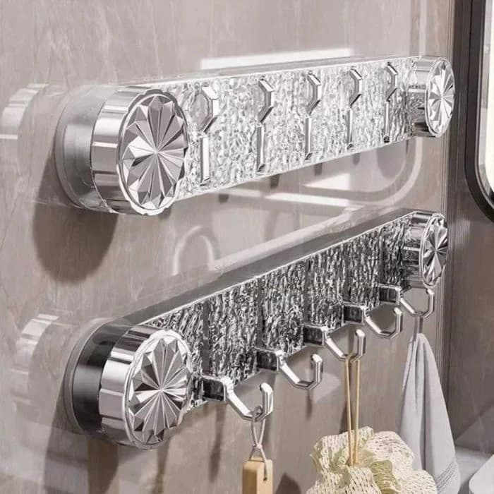 5 Hook Bathroom Towel Rack Wall Mounted Holder (Multicolor)